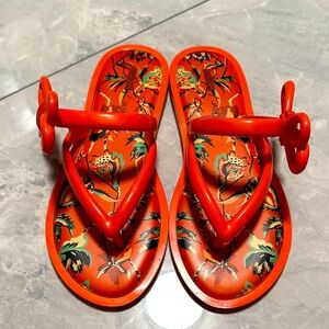 Melissa Floral Orange Flip Flops